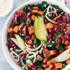 Thanksgiving Kale Salad with Maple-Tahini Dressing-image