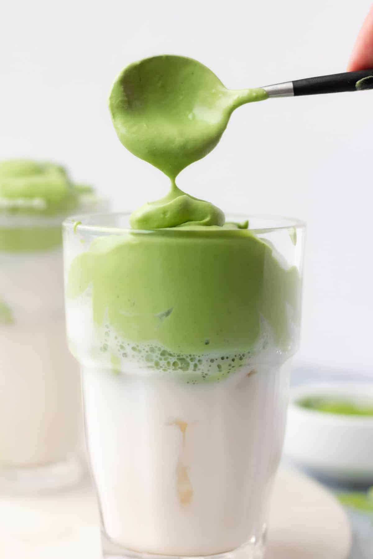 Easy Matcha Dalgona Whipped Latte
