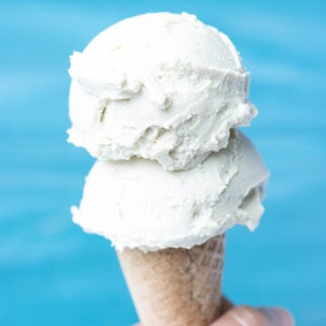 vegan vanilla ice cream in a cone