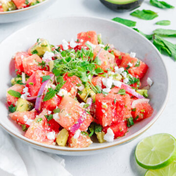 Vegan Watermelon Feta Avocado Salad