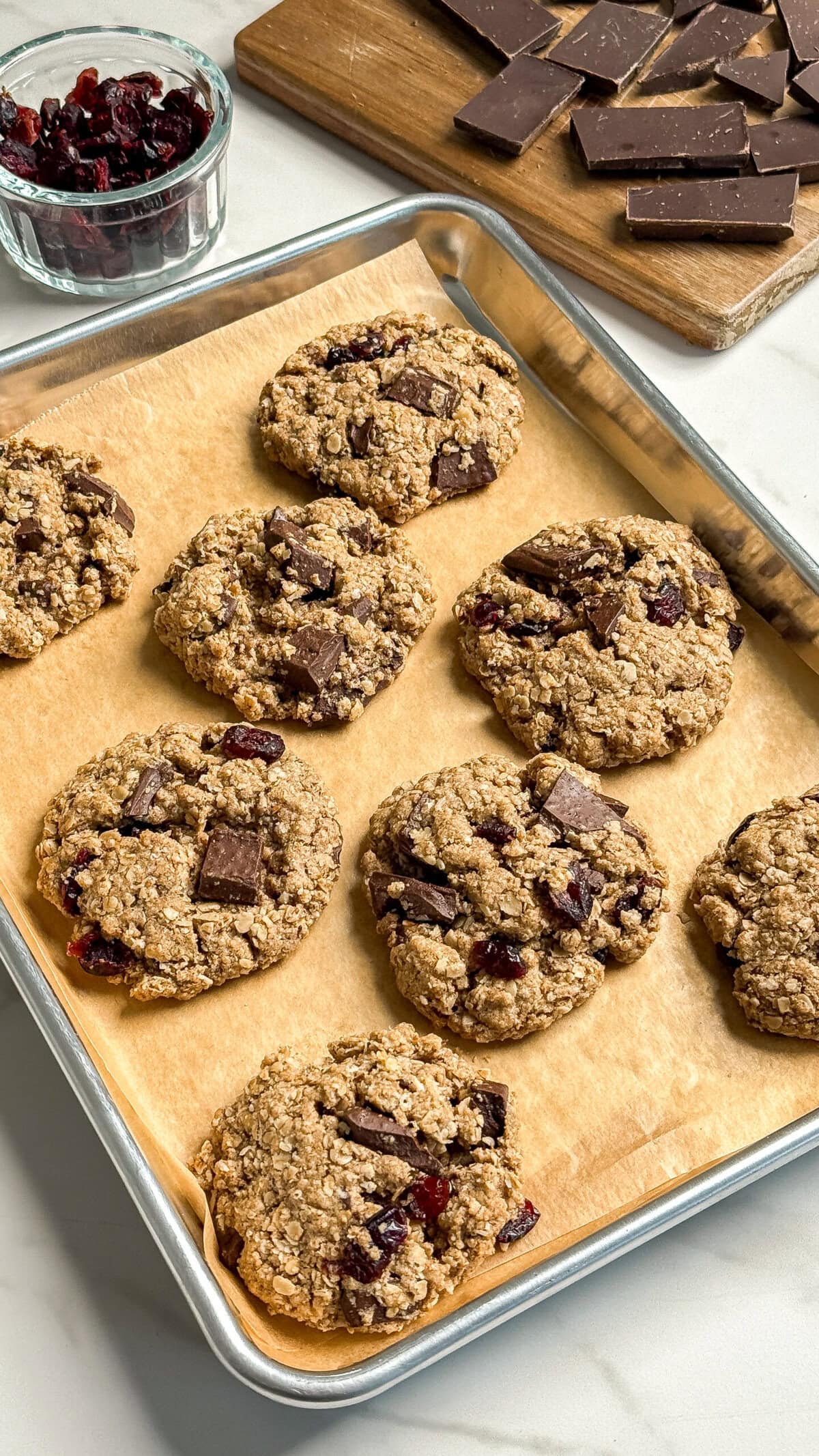 Dried Cranberry Chocolate Chunk Oatmeal Cookies