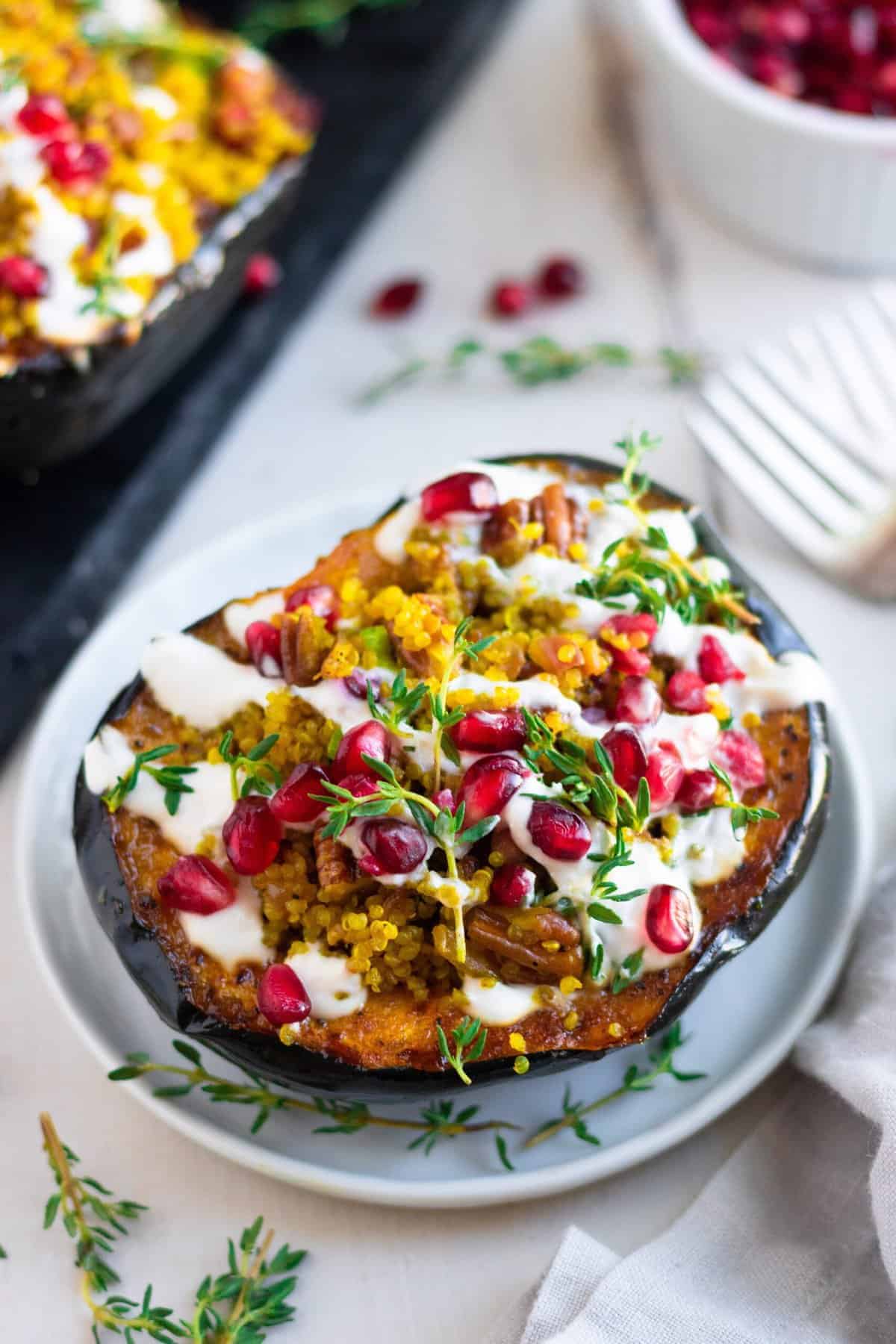 Quinoa-Pecan Stuffed Acorn Squash