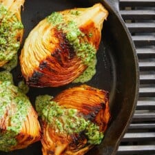 Roasted Green Cabbage with Green Tahini Sauce-image
