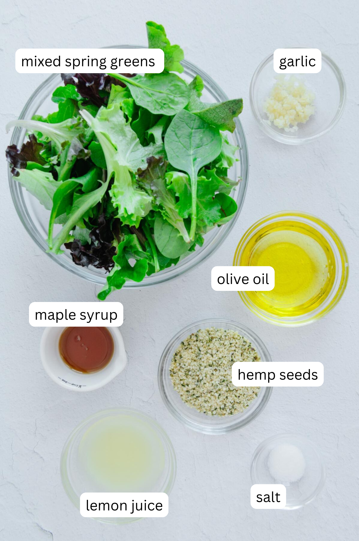 Side salad ingredients with a white background.