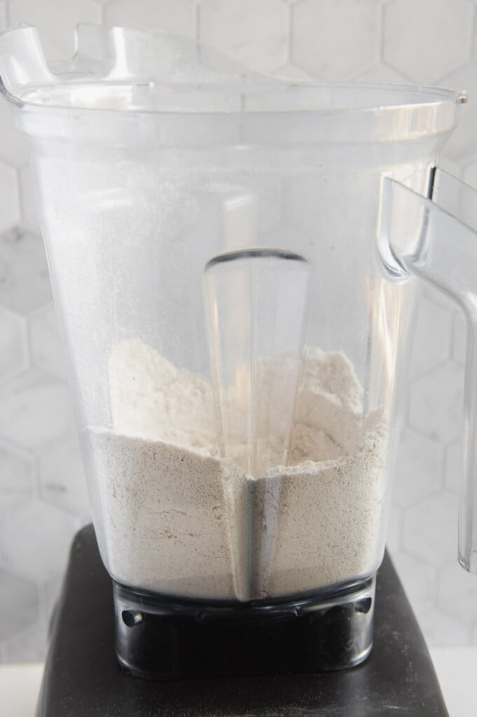Oat flour in a blender.